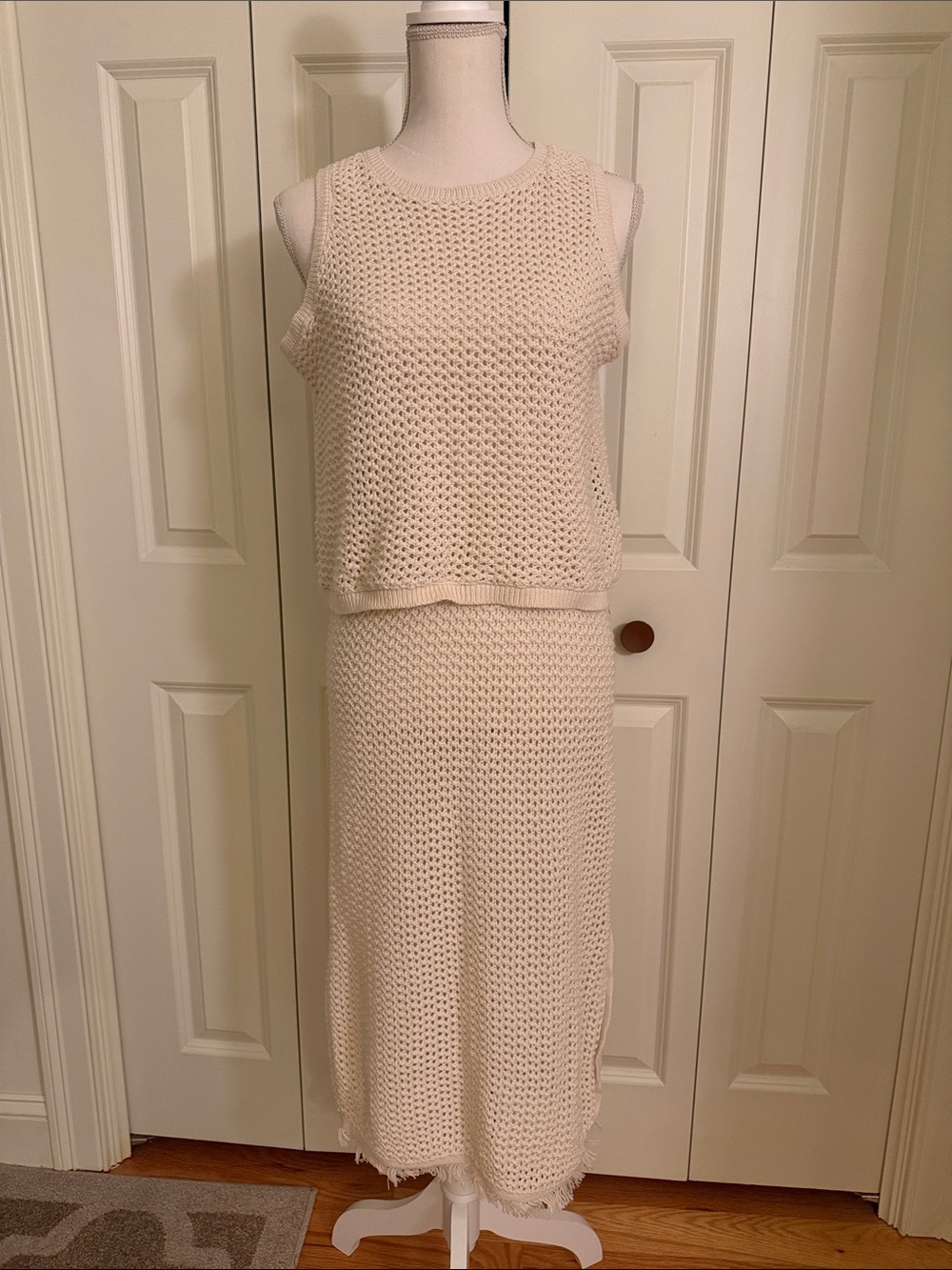 New Cream Crocheted Top & Skirt